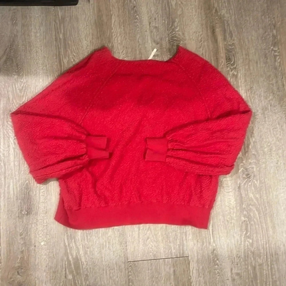 Free People popcorn v neck sweater Size Medium in Red - Picture 9 of 9